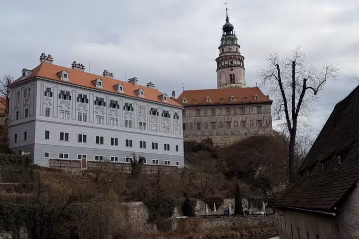 Cesky Krumlov Castle and tower view on a private day trip from Salzburg, Czech UNESCO landmark
