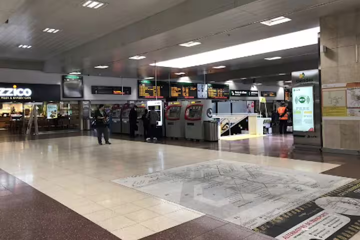 Chamartín Station ticket and information area in Madrid, pickup spot for private transfer to hotel or airport
