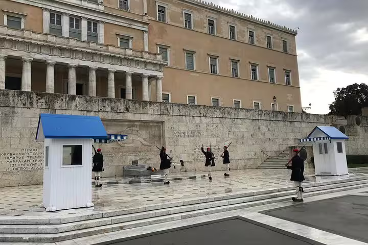 Changing of the Guard at Syntagma Square, Evzones by the Hellenic Parliament on an Athens private city tour