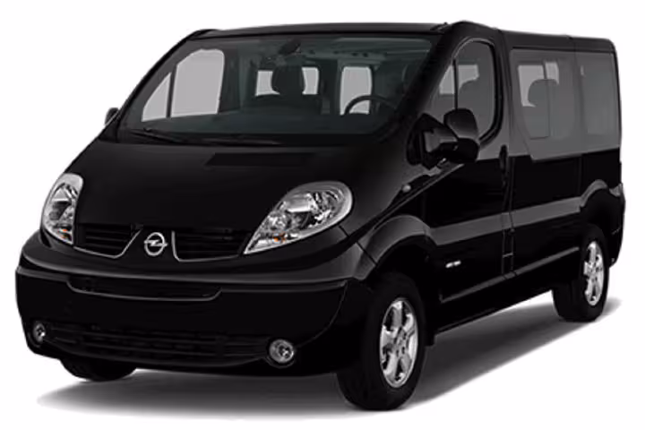 Modern black 8-passenger van for Chania Airport–Rethymno private taxi transfer with luggage space