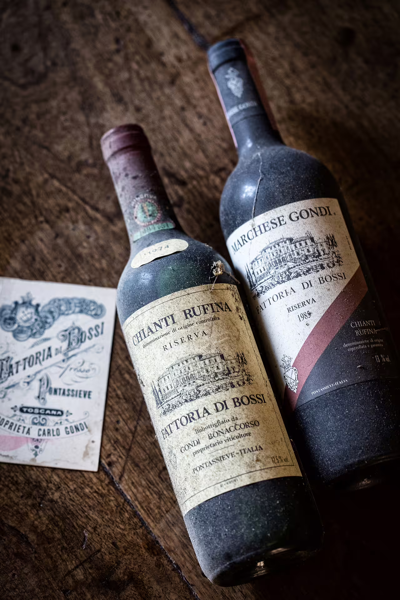 Vintage Chianti Rufina Riserva bottles at Tenuta Bossi, featured in Explore Elegance tasting of 3 exquisite wines