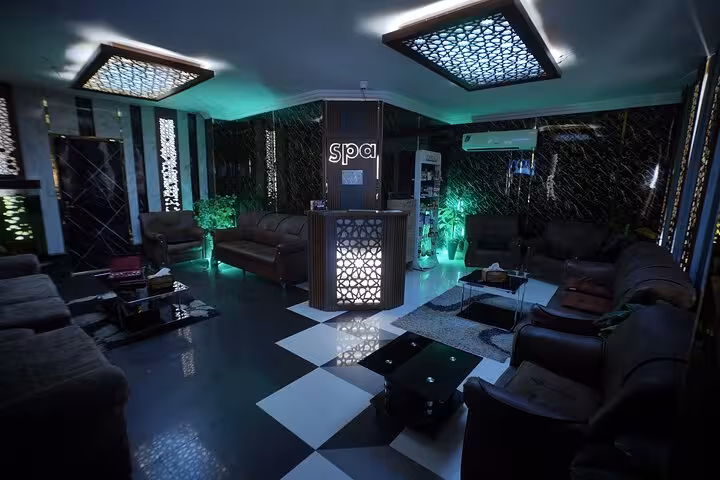 Luxury Sharm El Sheikh spa lounge for Chocolate Magic Bath Spa Experience with relaxing seating and ambient lights