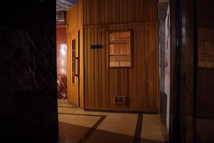 Wooden sauna room at Sharm El Sheikh spa, part of Chocolate Magic Bath Spa Experience wellness tour