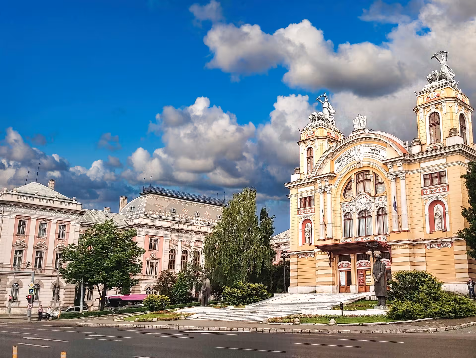 Cluj-Napoca National Theatre Opera House ornate baroque facade on guided walking history tour