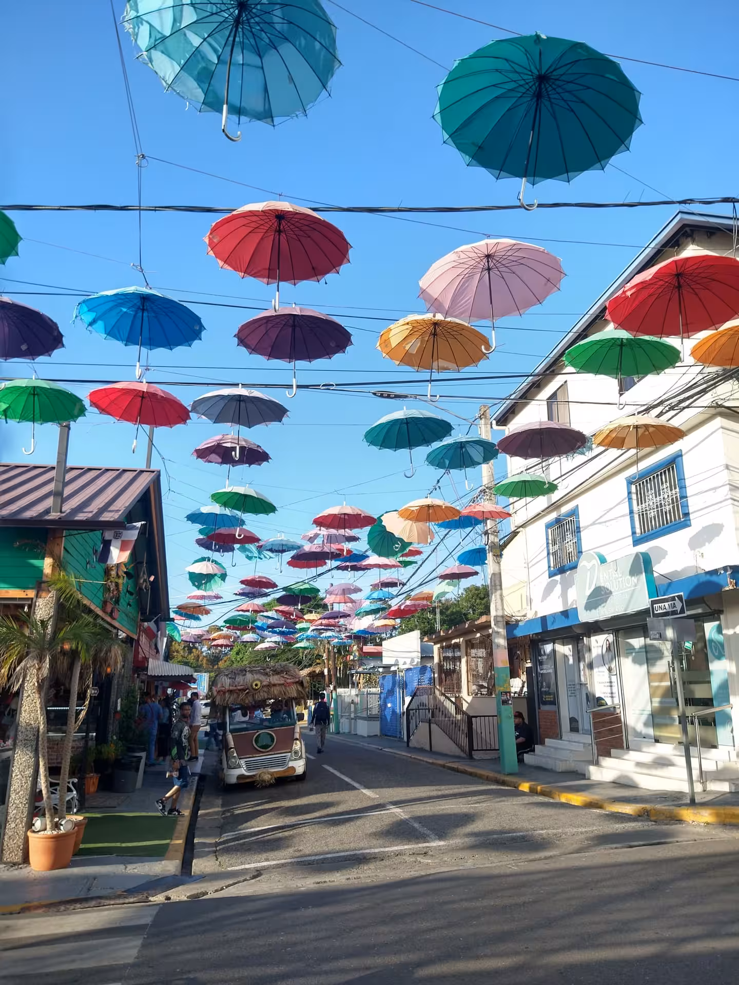 Colorful umbrella street in Santo Domingo, Dominican Republic, cultural walk on a 7-day self-discovery trip