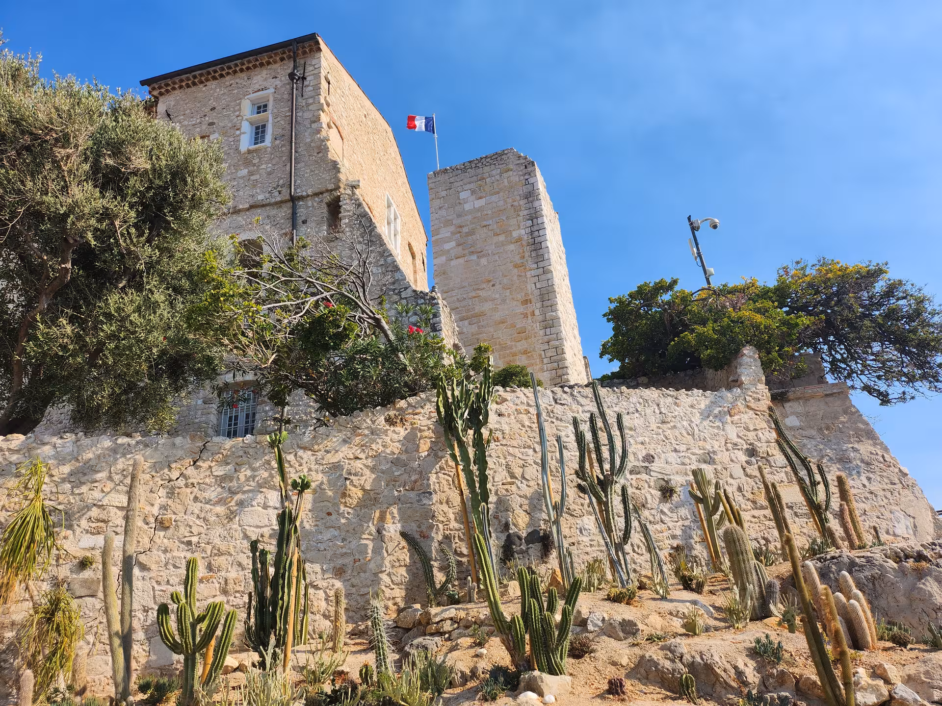 Historic stone building with cactus garden under a clear sky, a highlight for Colourful Excursion explorers.
