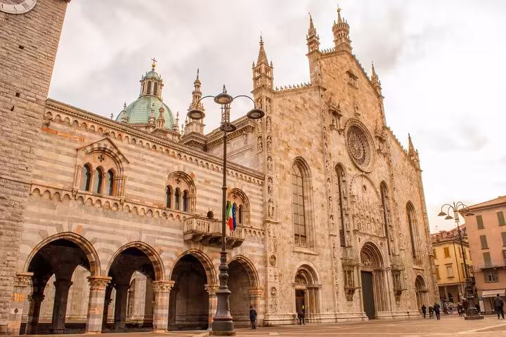 Piazza Duomo and Como Cathedral exterior, key stop on From Milan to Como, Bellagio and Lugano Royal Cruise