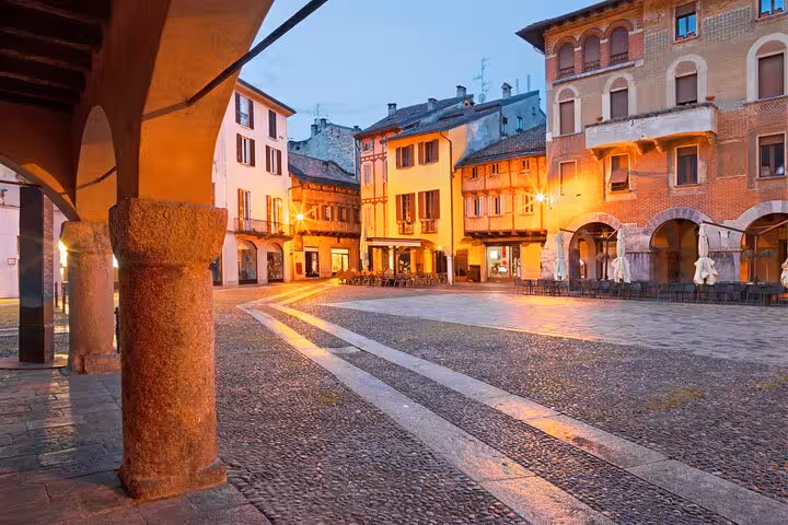 Evening piazza in Como old town near Lake Como, scenic stop on Milan to Como Bellagio and Lugano royal cruise