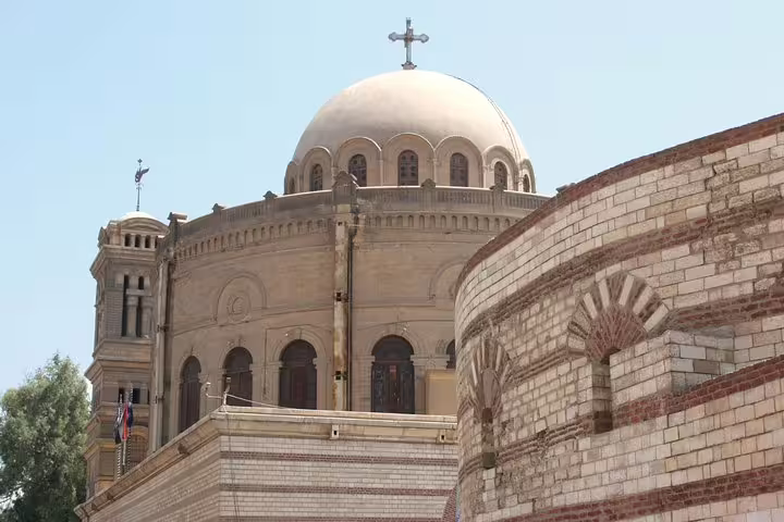 Coptic Cairo church dome and stone walls, cultural stop on a 2-day private Cairo sightseeing tour