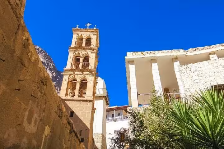 Bell tower of a historic Coptic church in Old Cairo, key stop on Islamic and Coptic Cairo day tour