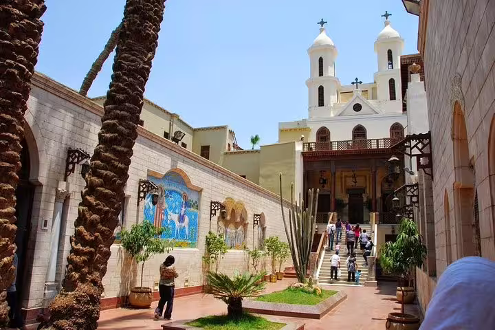 Courtyard and entrance of a Coptic church in Old Cairo on a private Coptic Cairo and Cave Church tour