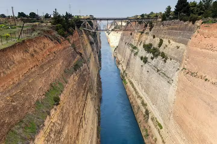 Corinth Canal viewpoint on a private full-day tour from Athens to Corinth, Epidaurus and Nafplio