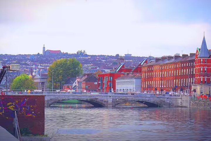 Cork City riverside view from the bridge, a highlight on the Dublin to Blarney Castle and Rock of Cashel tour