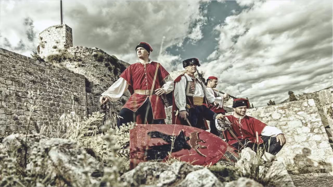 Costumed guards at Klis Fortress, Split, Croatia, on the Trogir Old Town and Klis Fortress guided tour