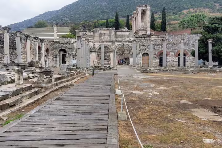 Curetes Street boardwalk and ancient arches in Ephesus on private day trip from Istanbul by plane