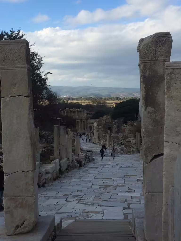 Curetes Street stone pathway in ancient Ephesus, Turkey, seen on a private guided tour with no hidden fees