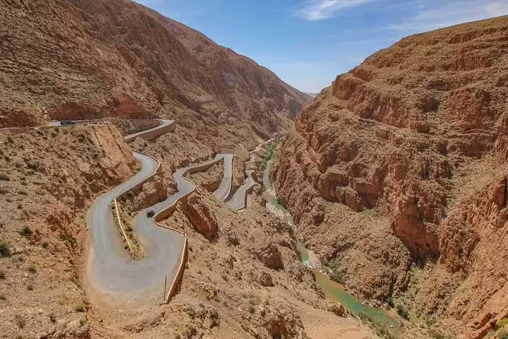 Scenic switchbacks in Dades Gorge, Atlas Mountains, on Morocco 8-day tour from Tangier to Sahara