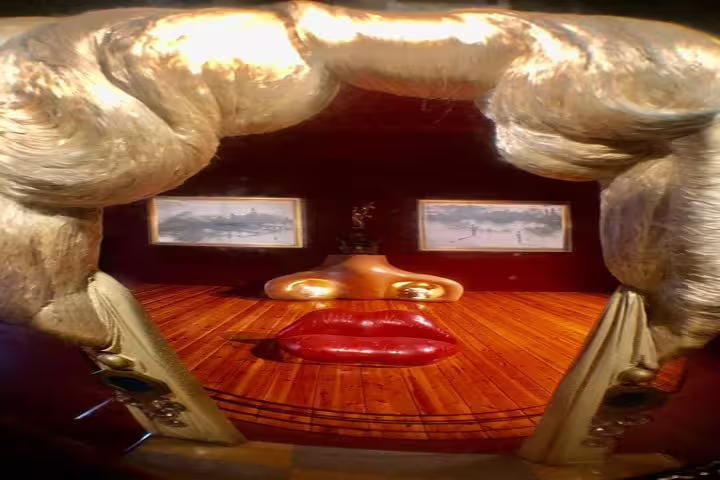 Surrealistic room with a Mae West-inspired installation at the Dalí Museum, showcasing Dalí's unique artistic vision.