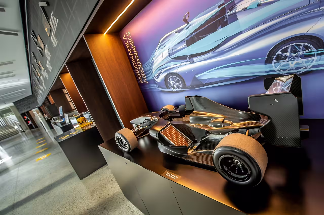Discover advanced aerodynamics and racing car design at Dallara Academy, featuring innovative motorsport exhibits.