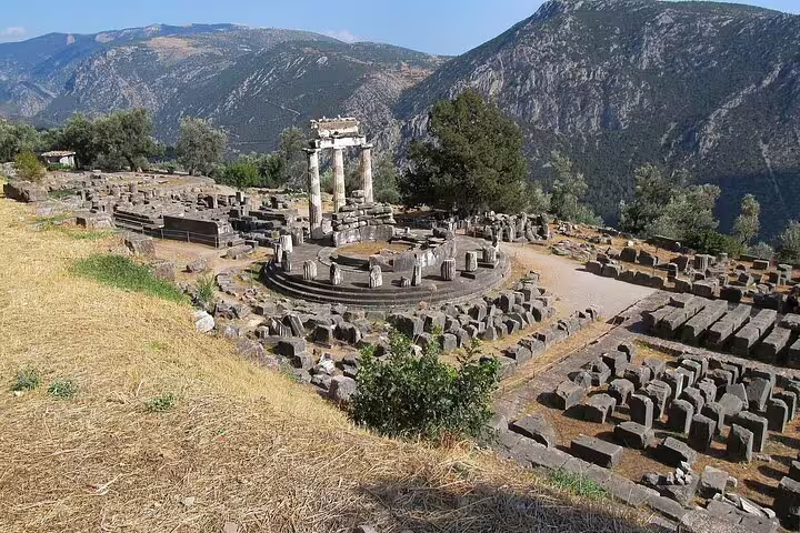 Explore the ancient ruins of Delphi, surrounded by stunning mountain views on a 4-day classical tour from Athens.
