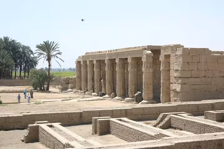 Colonnaded facade of Dendera Temple of Hathor near Luxor, Egypt, on a private day tour to Dendara and Abydos