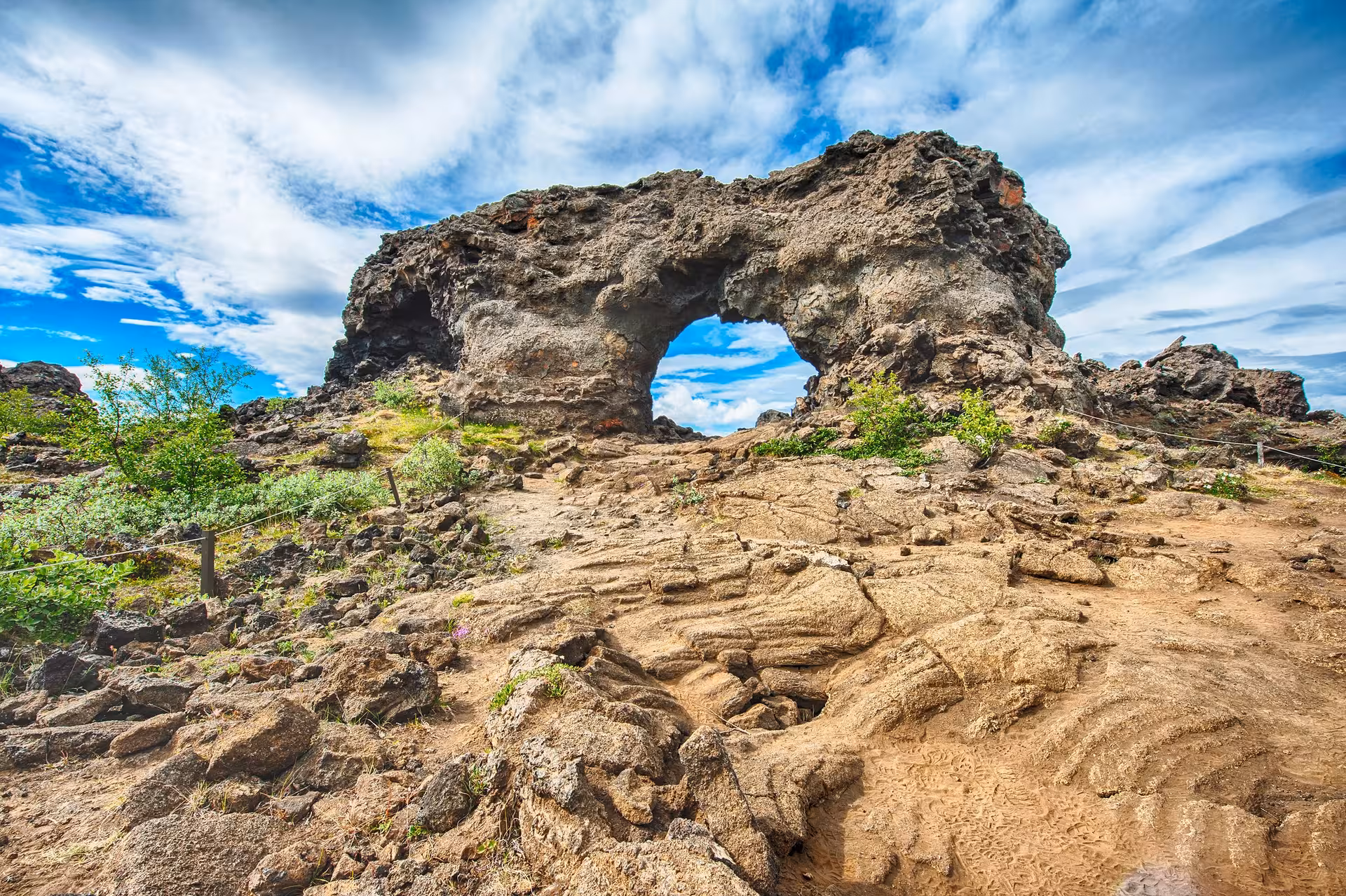Majestic Dimmuborgir rock formations under a vibrant sky, perfect for Iceland Circle 8-Day Self-Drive adventure.