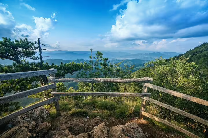 Scenic viewpoint over Djerdap National Park hills above the Danube, panoramic stop on a private day tour