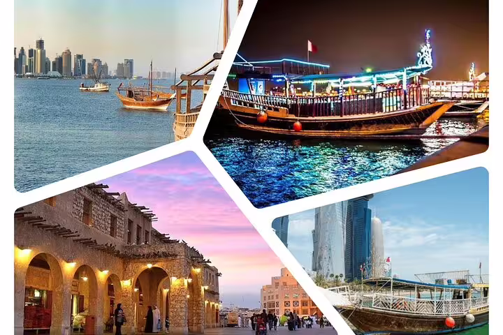 Experience Doha's skyline from a traditional dhow boat on a vibrant city and sea tour.