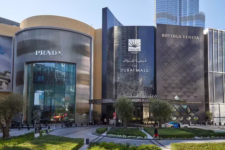 Dubai Mall entrance on a private full-day customizable Dubai city tour with Fashion Avenue shopping stop