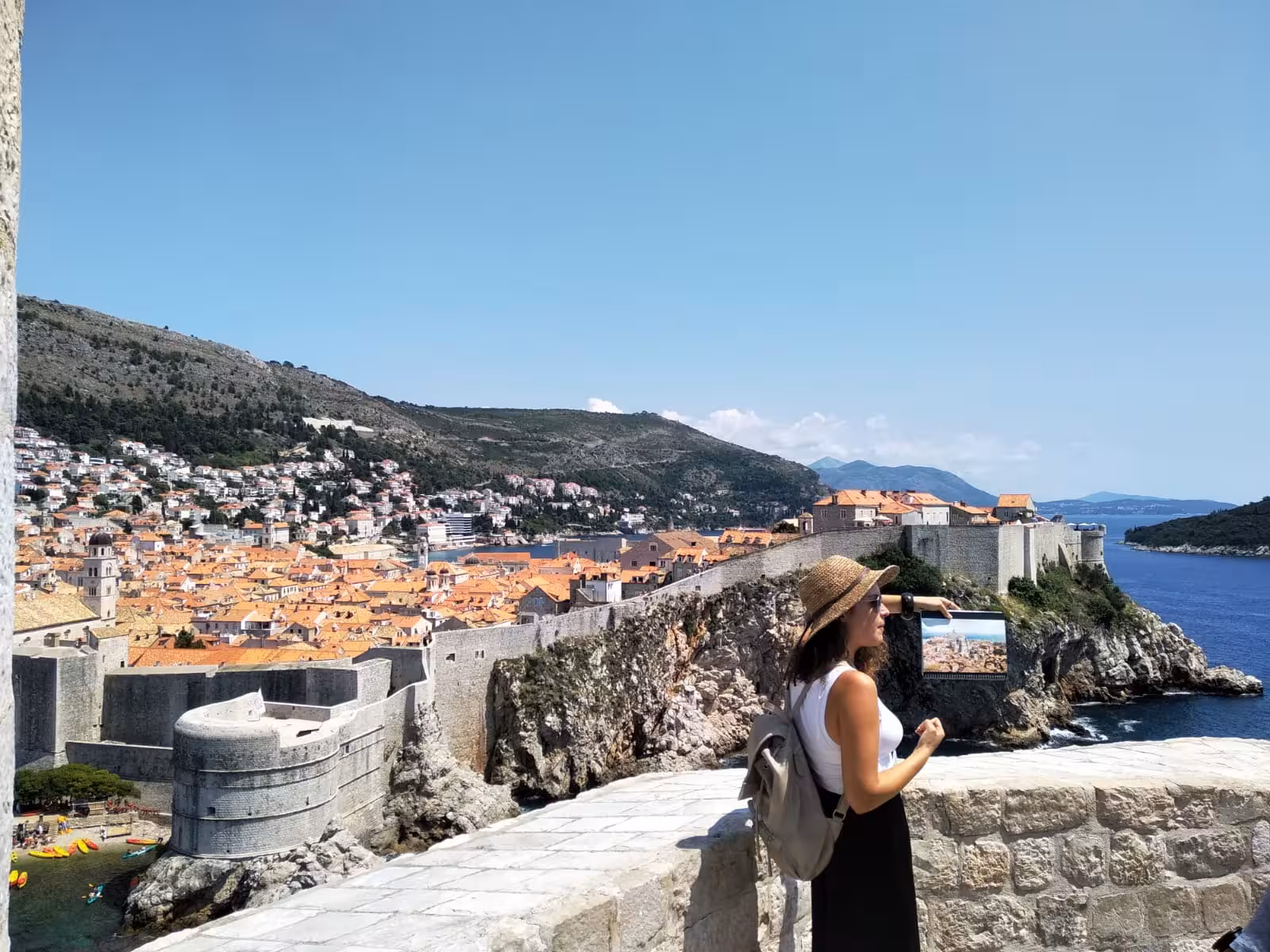Panoramic Dubrovnik city walls and Adriatic view with guide on Game of Thrones tour, Kings Landing locations