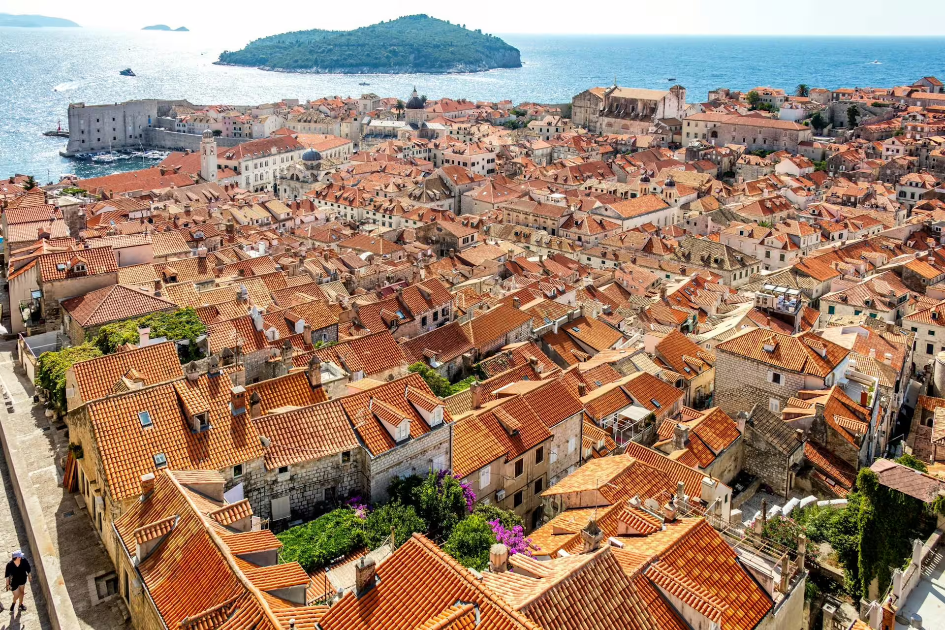 Panoramic Dubrovnik Old Town rooftops and Adriatic view, key King’s Landing filming locations on GOT tour