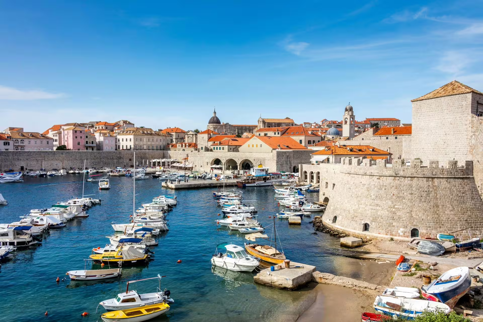 Dubrovnik Old Port and city walls, iconic Game of Thrones King’s Landing filming locations tour scenery