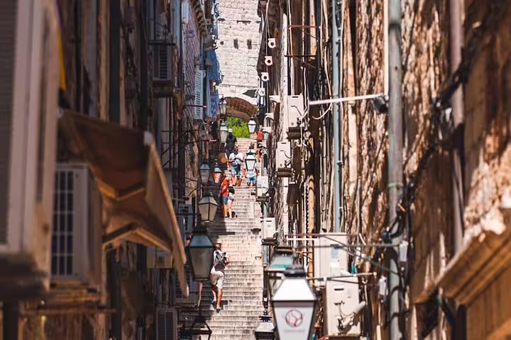 Stone staircase in Dubrovnik Old Town street, ideal stop on a private guided walking tour