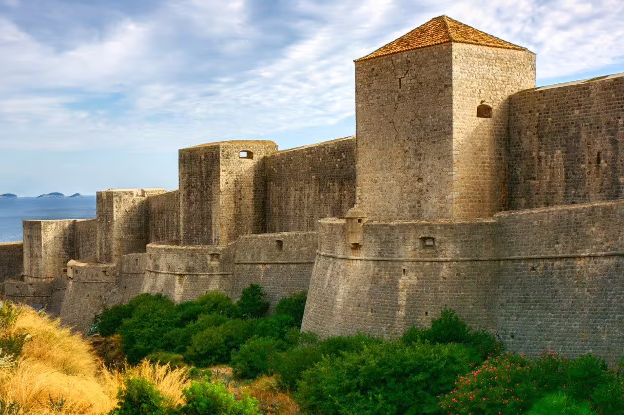 Dubrovnik Old Town city walls and fortress bastions by the sea, highlight of Escape to Dubrovnik 3-day private tour