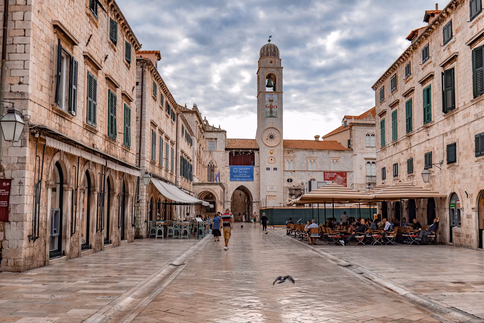 Stradun and Dubrovnik Clock Tower in Old Town, highlight of the Game of Thrones & history walking tour combo
