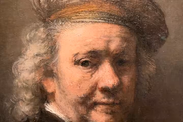 Close-up of a Dutch Golden Age portrait at the Mauritshuis Museum in The Hague on a private Amsterdam day trip