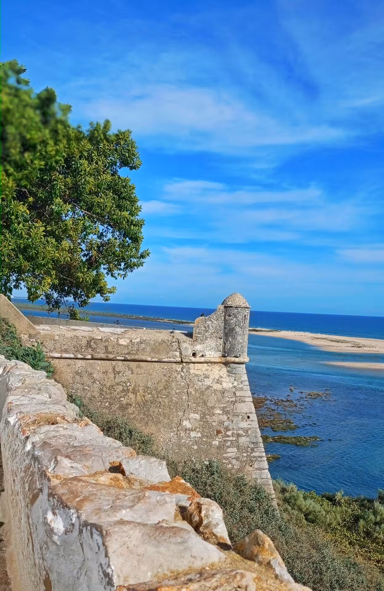 Historic coastal fortification overlooking the Ria Formosa lagoon and golden sandbanks on a full-day Eastern Algarve tour