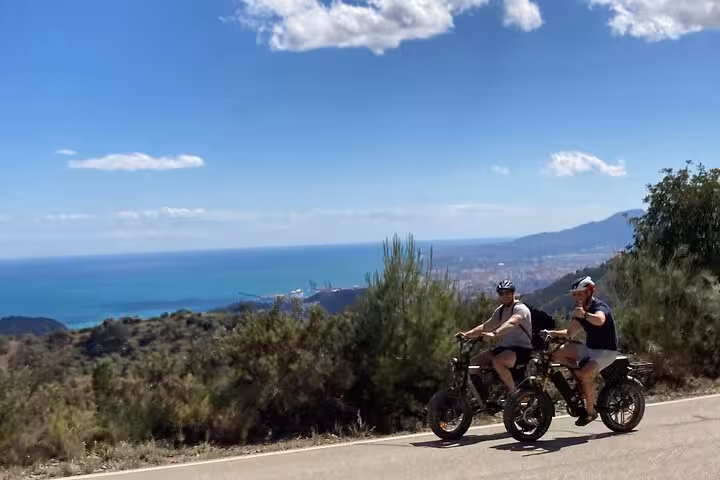 E-fat bike tour in Montes de Málaga with Mediterranean sea views, guided off-road e-bike adventure