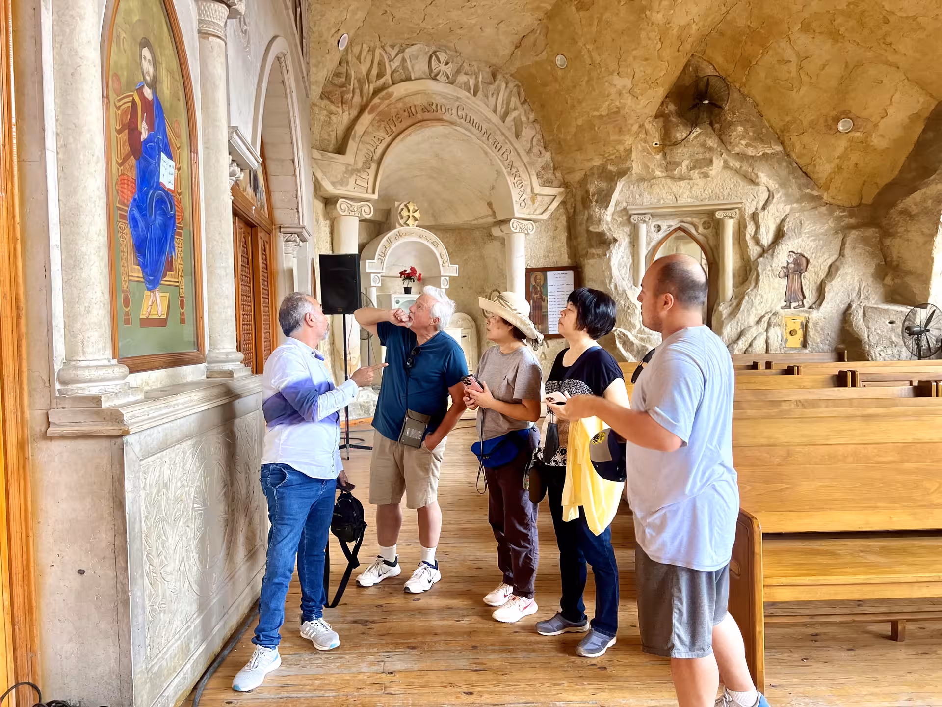 Private guide showing church icon at Cairo Citadel on 4-day Egypt tour Cairo Giza Alexandria and Fayoum