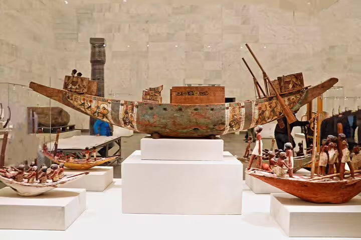 Ancient Egyptian model boats at Alexandria National Museum, highlight of Alexandria Port shore excursion tour