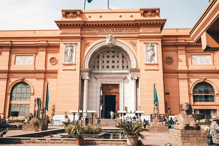 Egyptian Museum Cairo exterior view, key stop on Alexandria Port overnight tour to Cairo and Alexandria