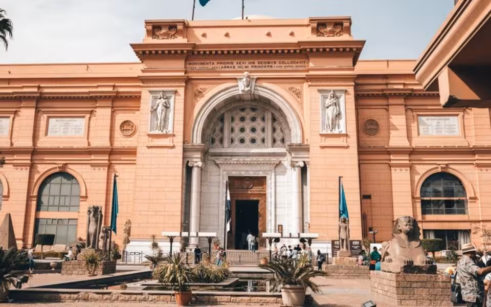 Front entrance of the Egyptian Museum in Cairo, a key stop on private tour of Old Cairo and Citadel
