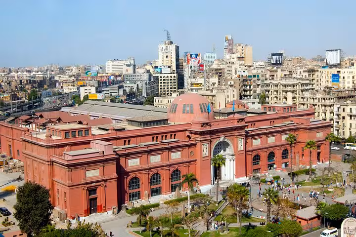 Aerial view of the Egyptian Museum in Tahrir Square, a highlight on a 4-day private Cairo tour