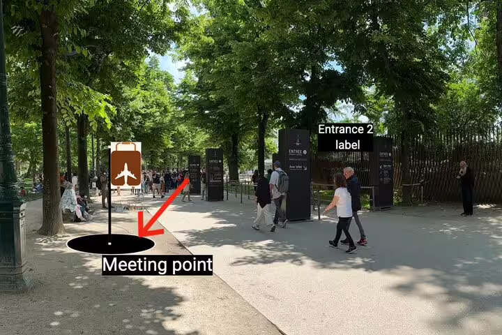 Meeting point at Entrance 2 of Eiffel Tower guided tour in Tuileries Garden, Paris