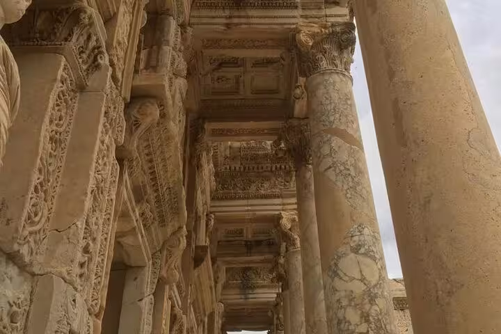 Ephesus ancient marble colonnade with carved capitals, Seven Churches of Revelation 5-day mini group tour