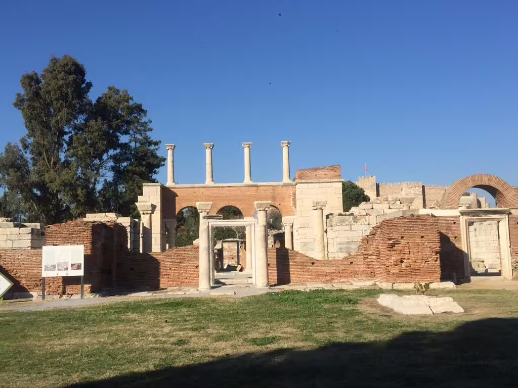 Ancient ruins and columns at Ephesus near Izmir, key site on Seven Churches of Revelation mini group tour