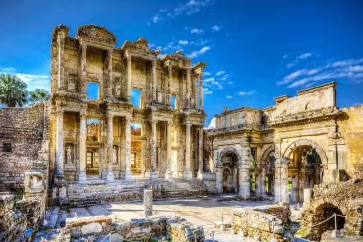 Discover the grandeur of the Celsus Library on an Ephesus private tour from Izmir Port, showcasing ancient Roman architecture.