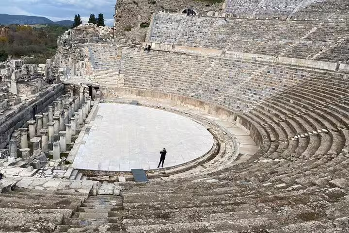 Great Theatre of Ephesus amphitheater seating on private Ephesus tour including St. John Basilica, House of Mary, lunch