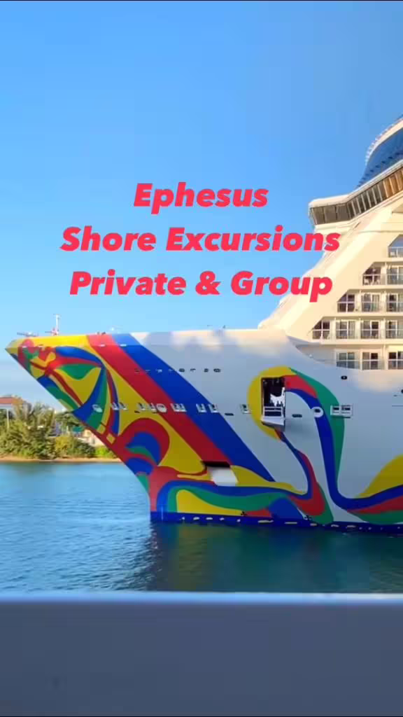 Colorful cruise ship at port for Ephesus shore excursion, ideal start to Ephesus & Istanbul combined tour