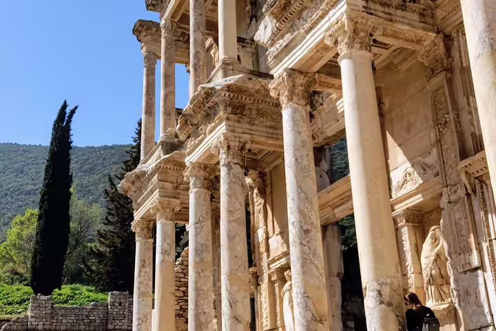 Library of Celsus facade in Ephesus, Turkey, on private guided tour including Mary's House, no hidden fees